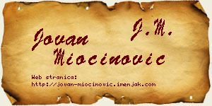 Jovan Miočinović vizit kartica
